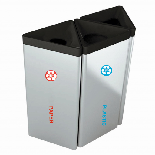 Set 3 cosuri de gunoi pentru colectare selectiva  forma triunghi   3 54 litri