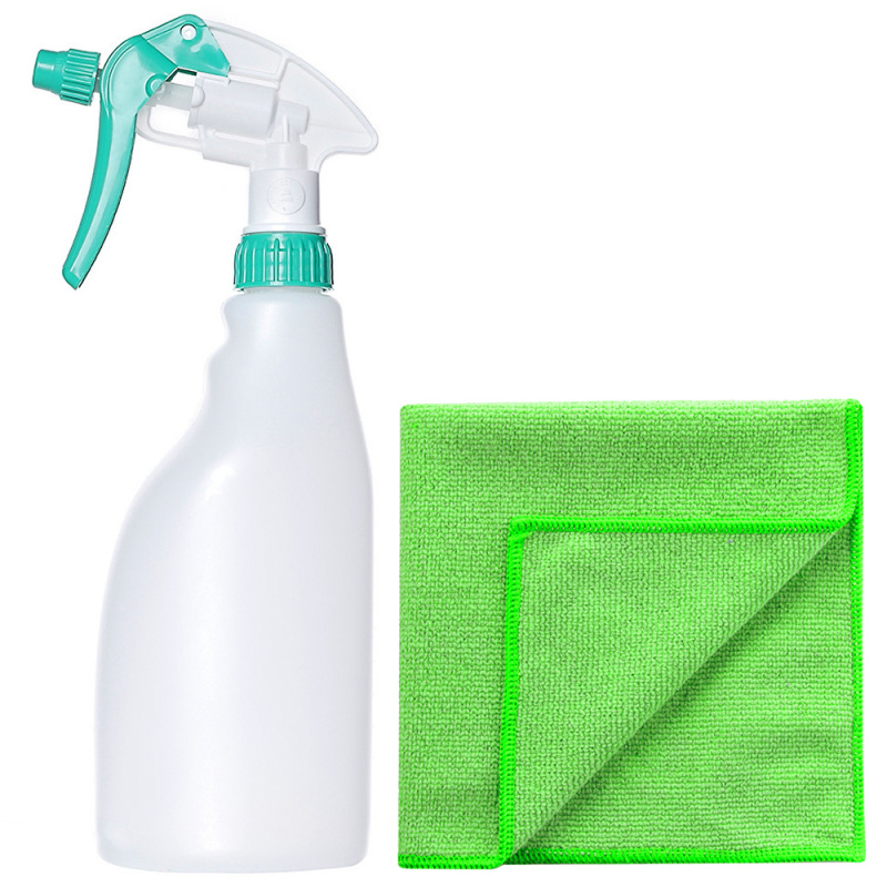 Pachet pulverizator profesional   laveta microfibra verde Pachet pulverizator profesional   laveta microfibra verde
