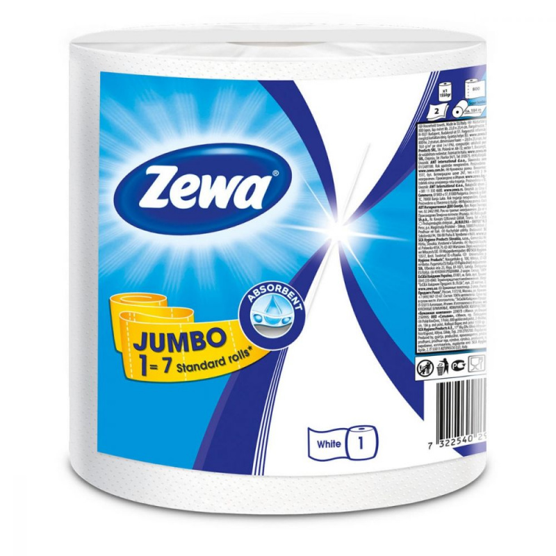 Rola prosoape hartie derulare centrala  alba  2 straturi  Zewa  325 foi