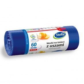 Saci menaj ultrarezistenti cu urechi mov  Stella HDLD  60 litri 20 buc rola