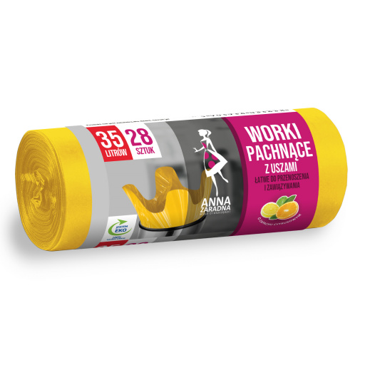 Saci menaj 35 litri cu urechi  parfum de citrice  galbeni  HDLD  28 buc rola