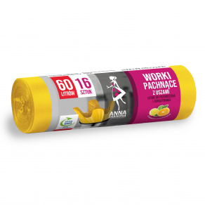 Saci menaj 60 litri cu urechi  parfum de citrice  galbeni  HDLD  16 buc rola