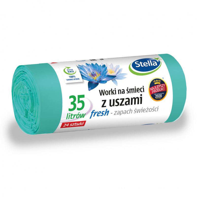 Saci menaj parfumati cu urechi 35 litri Stella Fresh  LDPE 24 bucati rola Saci menaj parfumati cu urechi 35 litri Stella Fresh  LDPE 24 bucati rola