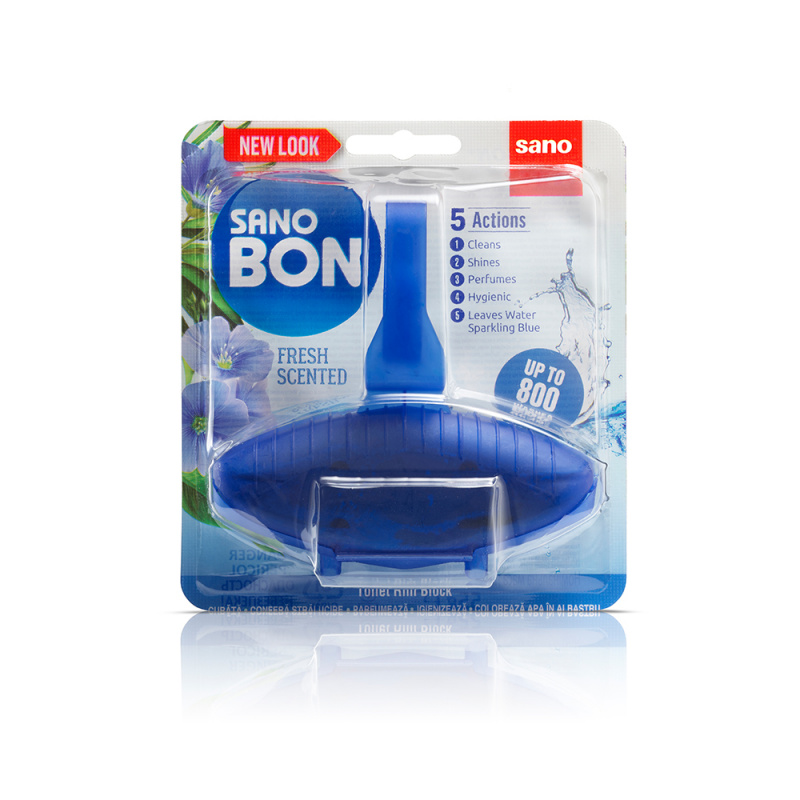 Odorizant WC cu suport solid Sano Bon Blue Fresh Scent 5 in 1 Odorizant WC cu suport solid Sano Bon Blue Fresh Scent 5 in 1