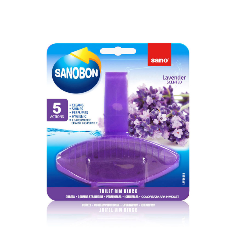 Odorizant WC cu suport solid Sano Bon Blue Lavender 5 in 1 Odorizant WC cu suport solid Sano Bon Blue Lavender 5 in 1