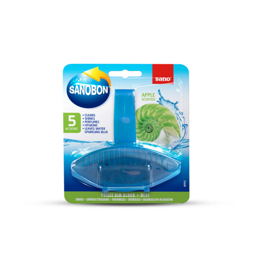 Odorizant WC cu suport solid Sano Bon Blue Apple 5 in 1