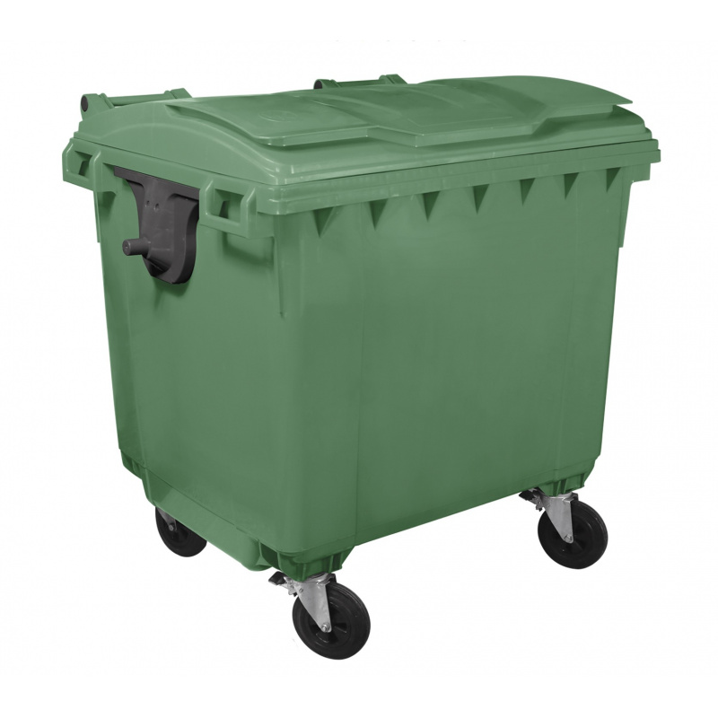 Container gunoi 660 litri cu capac plat  verde Container gunoi 660 litri cu capac plat  verde