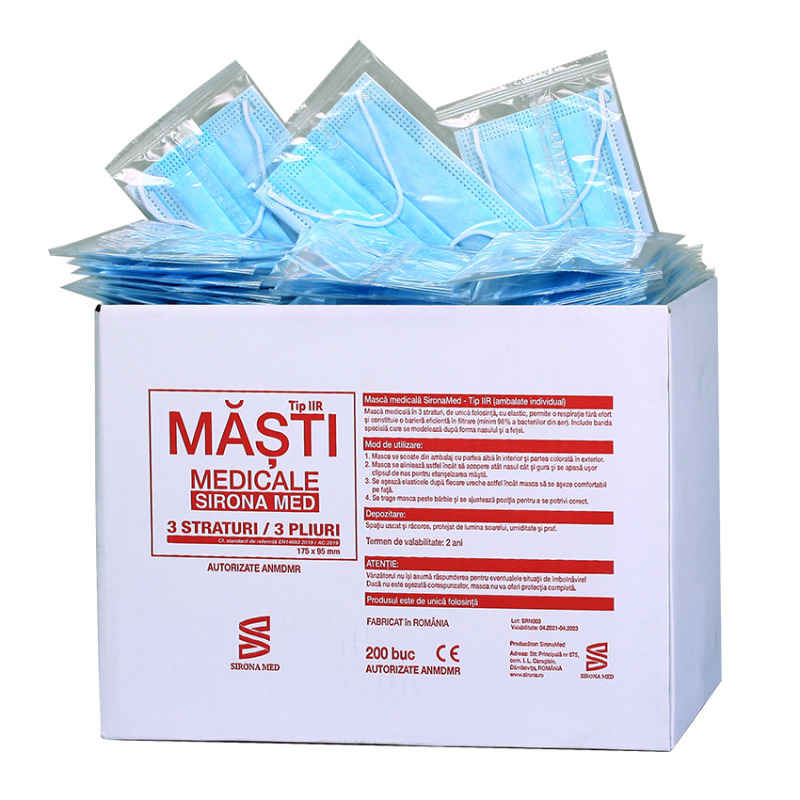 Set 200 masti medicale ambalate individual  tip IIR  3 straturi