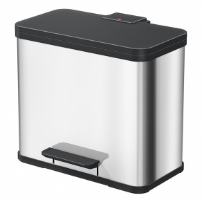Cos inox Duo Plus L cu pedala  compartimentat 17 litri   9 litri 1 Cos inox Duo Plus L cu pedala  compartimentat 17 litri   9 litri 1