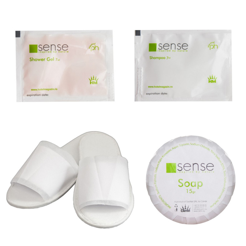 Pachet cosmetice hoteliere Sense basic   500 buc Pachet cosmetice hoteliere Sense basic   500 buc