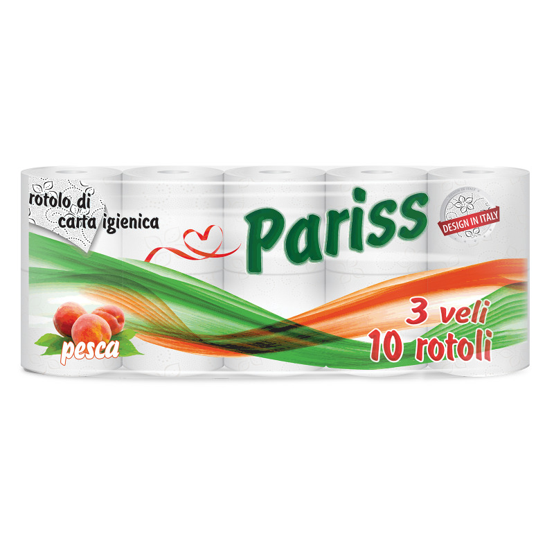 Hartie igienica Pariss  3 straturi  miros piersica  10 role set Hartie igienica Pariss  3 straturi  miros piersica  10 role set