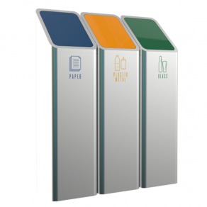 Set 3 cosuri gunoi inox pentru colectare selectiva - 3*60 litri