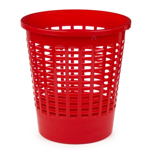 Cos gunoi plastic, perforat, rosu - 10 litri