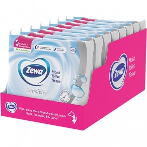 Hartie igienica umeda ZEWA Sensitive, 8 pachete, 42 bucati