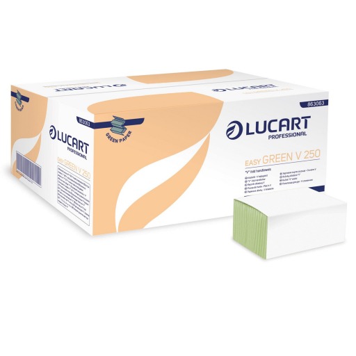 Prosoape hartie pliate verzi, Lucart, 1 strat, 250 buc, 25*21.5 cm