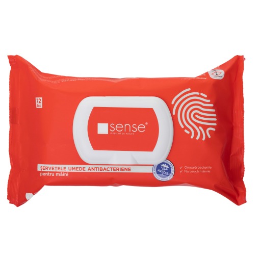 Servetele umede antibacteriene pentru maini Sense, 72 buc