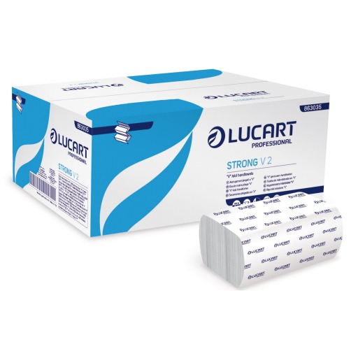 Prosoape hartie pliate alba, Lucart V2 Strong, 2 str, 190 buc, 21*21 cm
