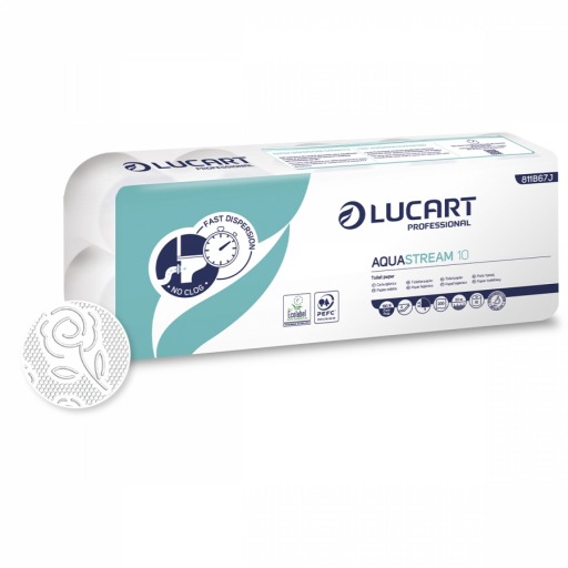 Hartie igienica dizolvabila in apa 7 secunde, 10 role, 22 metri, Lucart Aquastream