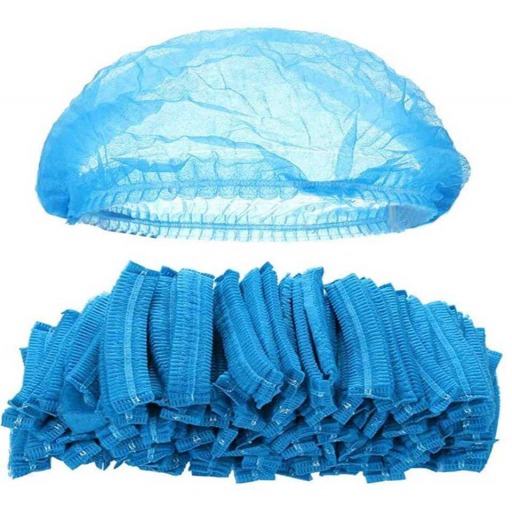 Bonete unica folosinta, elastic dublu, albastre, spunbond, 52 cm, 100 buc
