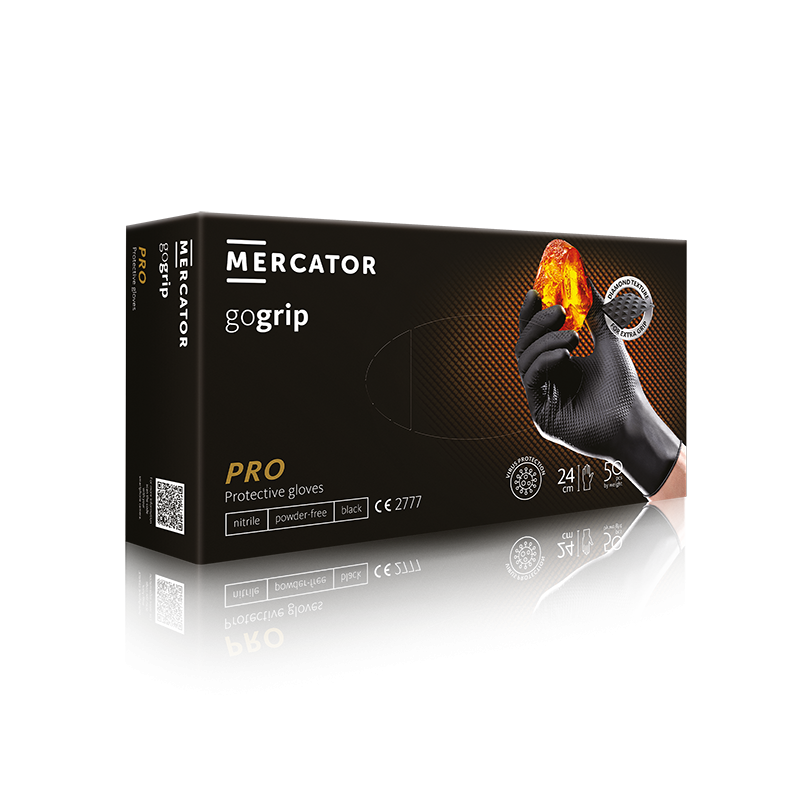 Mercator Go Grip   manusi nitril de protectie  examinare  negre  L