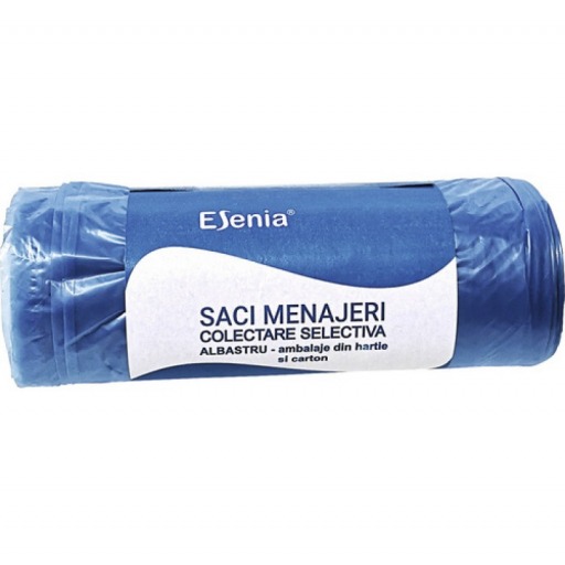 Saci menajeri, colectare selectvia 60 litri L.D.P.E - albastri, 20 buc/rola
