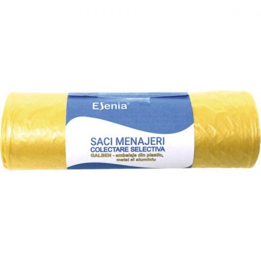Saci menajeri, colectare selectvia 60 litri L.D.P.E - galben, 20 buc/rola