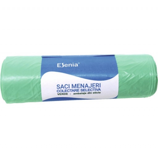 Saci menajeri, colectare selectvia 60 litri L.D.P.E - verde, 20 buc/rola