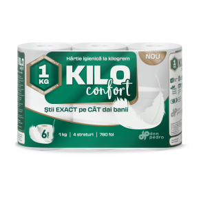 Hartie igienica Kilo, 4 straturi,1 Kg, 6 role/set