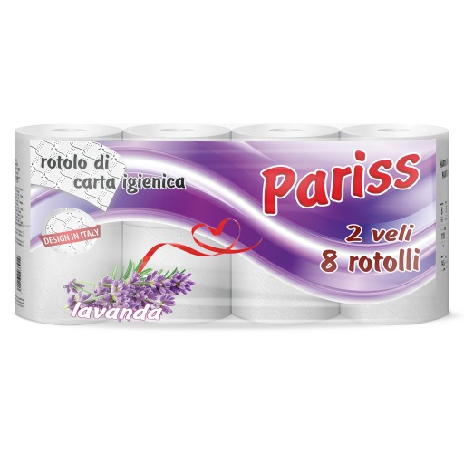 Hartie igienica Pariss, 2 straturi, lavanda, 8 role/set