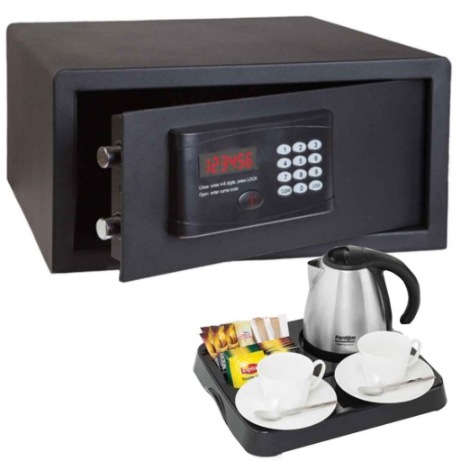 Pachet seif automat digital Laptop + tava bun venit + cana fierbator