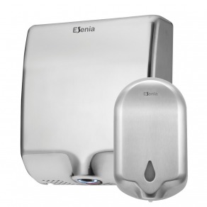 Pachet uscator de maini profesional inox Thin Dry filtru Hepa + dozator inox sapun lichid cu...