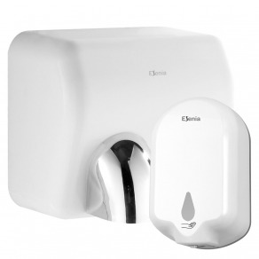 Pachet uscator de maini profesional High Power ABS alb + dozator sapun lichid cu senzor Esenia...