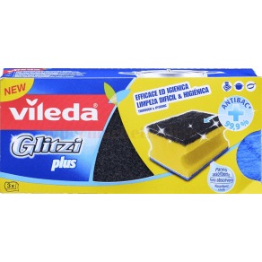 Set 3 buc burete vase Vileda Glitzi, puternic abraziv, efect antibacterian 3 buc Set 3 buc burete vase Vileda Glitzi, puternic abraziv, efect antibacterian 3 buc