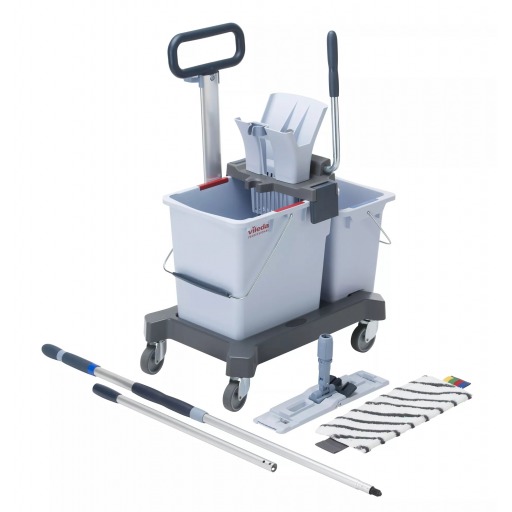 Set carucior curatenie Vileda Ultraspeed Pro Double Bucket, mop profesional