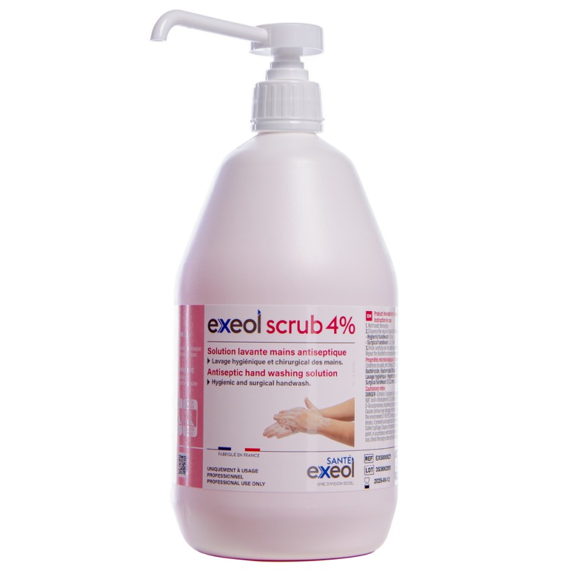 Solutie antiseptica pentru spalarea mainilor Exeol Scrub 4% 1 L Solutie antiseptica pentru spalarea mainilor Exeol Scrub 4% 1 L