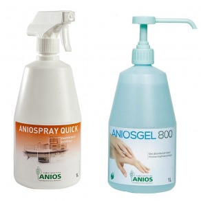 Pachet dezinfectant maini virucid Aniosgel 1l + Aniospray Quick dezinfectant rapid suprafete, 1l
