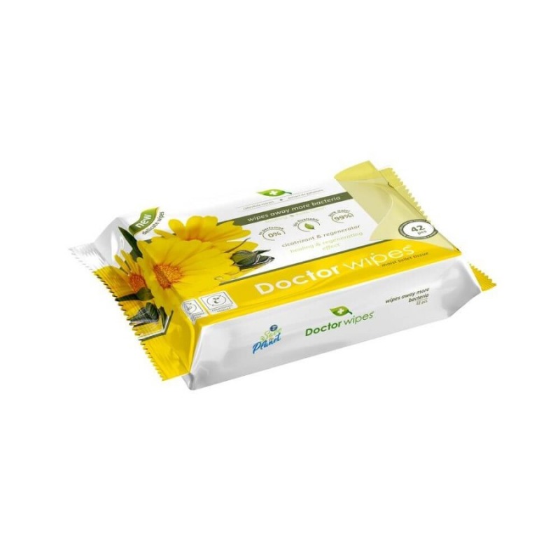 Hartie igienica umeda Doctor Wipes, cu extract de galbenele, 42 buc/ pachet Hartie igienica umeda Doctor Wipes, cu extract de galbenele, 42 buc/ pachet