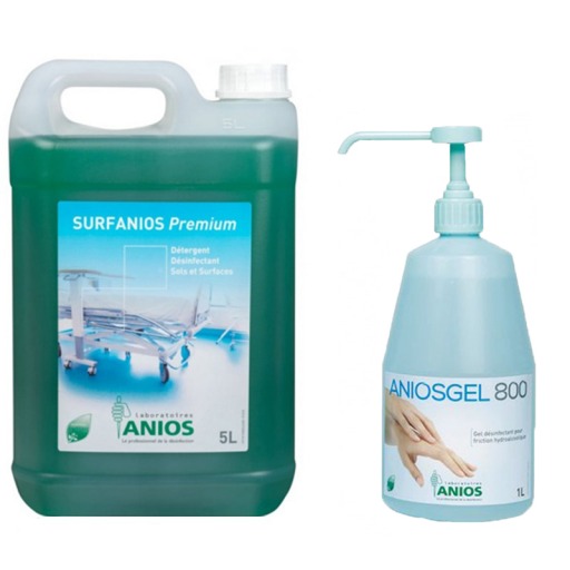 Pachet Surfanios Premium dezinfectant suprafete 5l + dezinfectant maini Aniosgel DT 80 1 l
