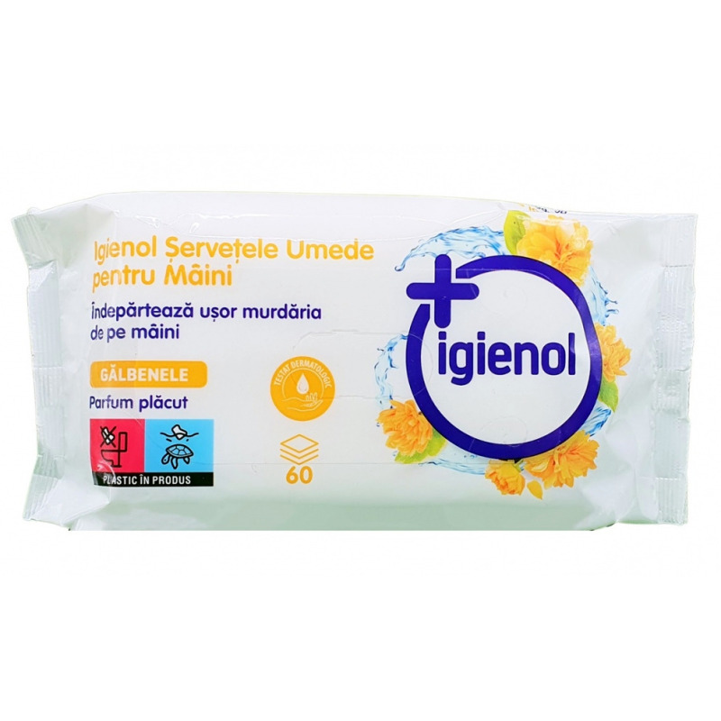 Servetele Antibacteriene Igienol pentru maini, galbenele, 60 buc/pachet Servetele Antibacteriene Igienol pentru maini, galbenele, 60 buc/pachet