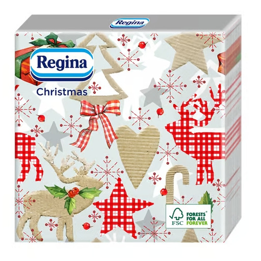 Servetele masa Craciun, 33X33 cm, 3 straturi, 15 buc/set, model Reni