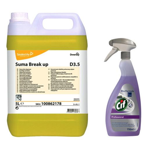 Pachet detergent degresant Suma Break Up D3.5 + dezinfectant suprafete 2in1, Cif Pro Formula...