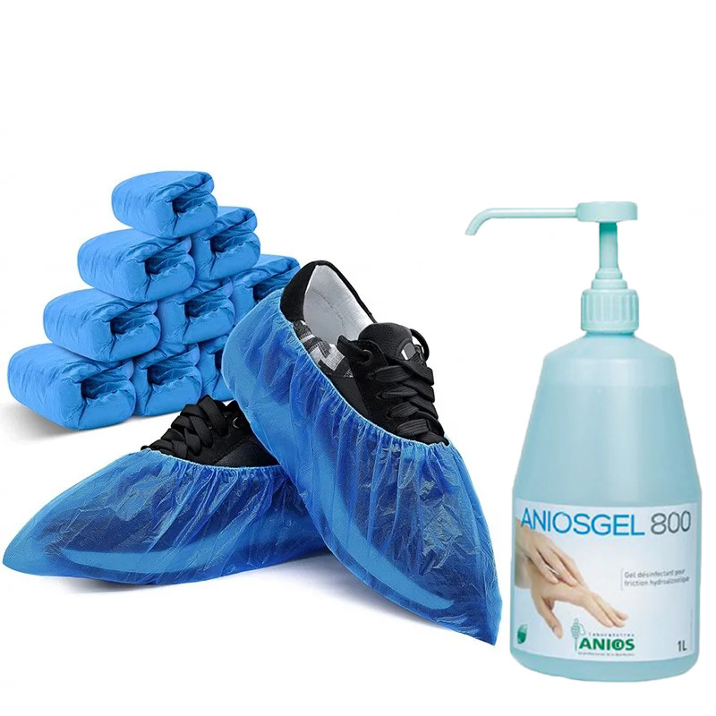 Pachet acoperitori pantofi, grosime 25 mcroni + dezinfectant maini virucid Aniogel DT800, 1 l Pachet acoperitori pantofi, grosime 25 mcroni + dezinfectant maini virucid Aniogel DT800, 1 l