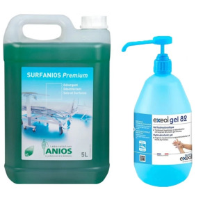 Pachet Surfanios Premium dezinfectant suprafete 5l + dezinfectant maini Exeol gel 1L