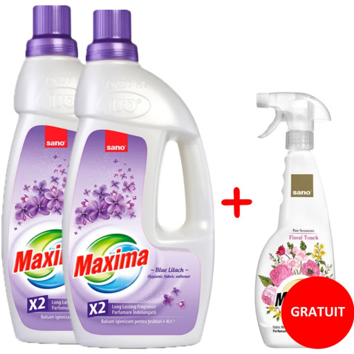 Promo 2 x Balsam de rufe Sano Maxima BIO, 4L + Parfumant și Balsam de Rufe Sano, Floral Touch, 750ml, gratuit