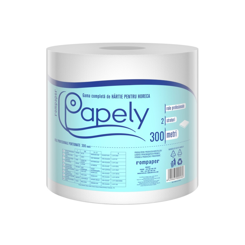 Rola hartie industriala alba, 2 str, 300 m