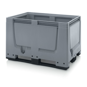 Boxpalet plastic Auer, pereti plini, 120x100x79cm, 3 traverse, gri, fabricat Germania